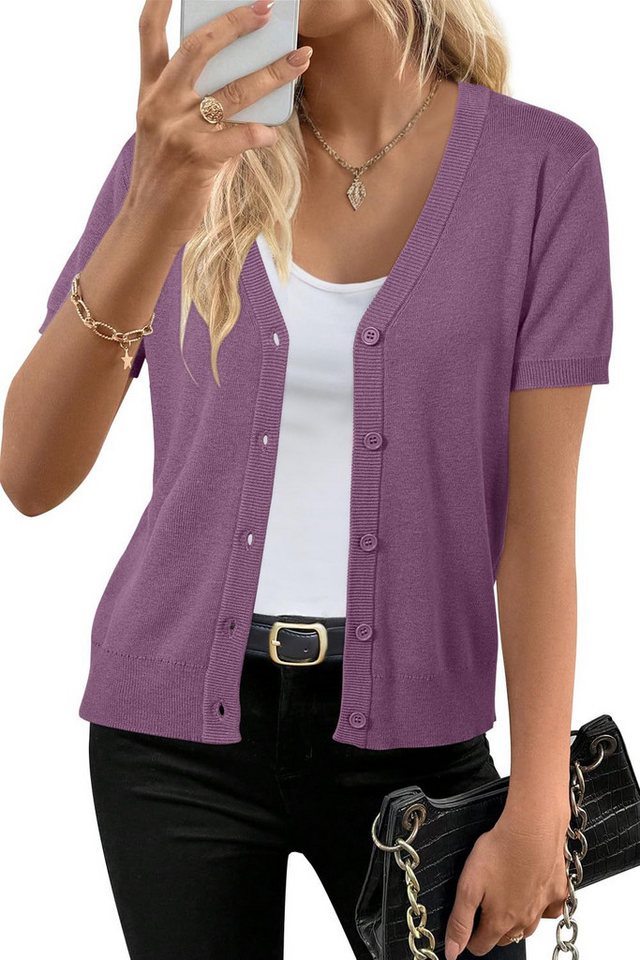 Arach&Cloz Strickjacke Arach&Cloz Damen Wool Blend Strickjacke Kurz Cardigan V-Ausschnitt Strickmantel Knit Bolero mit Knopf Arach&Cloz Strickjacke Arach&Cloz Damen Wool Blend Strickjacke Kurz Cardigan V-Ausschnitt Strickmantel Knit Bolero mit Knopf von Arach&Cloz