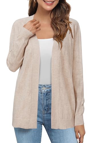 Arach&Cloz Strickjacke Damen V Ausschnitt Wolle Blend Lang Cardigan Open Front Strickjacken (Apricot,L) von Arach&Cloz