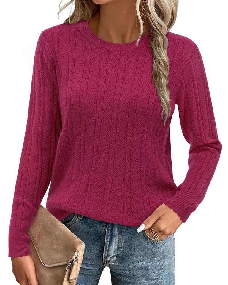 Arach&Cloz Strickpullover Damen Pullover Langarm Strickpullover Lässige Blusen mit Rundhalsausschnitt von Arach&Cloz