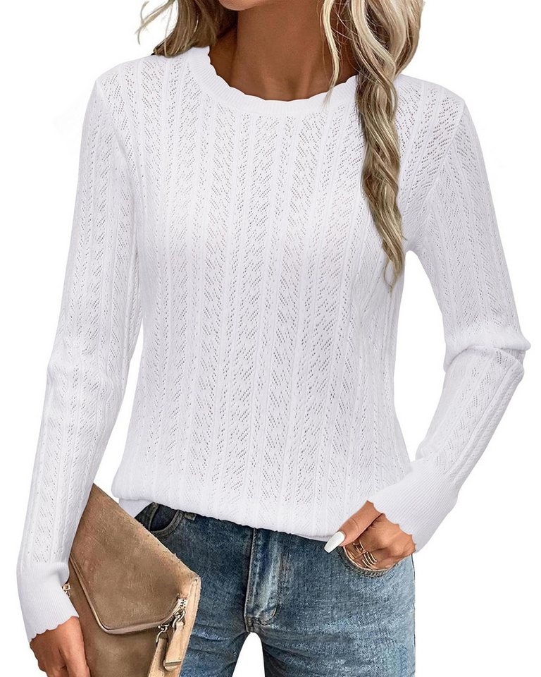 Arach&Cloz Strickpullover Damen Pullover Langarm Strickpullover Lässige Blusen mit Rundhalsausschnitt von Arach&Cloz