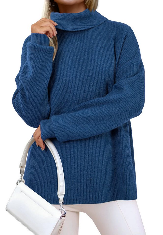 Arach&Cloz Strickpullover Pullover Damen Wolle Blend Rollkragenpullover Oversize von Arach&Cloz