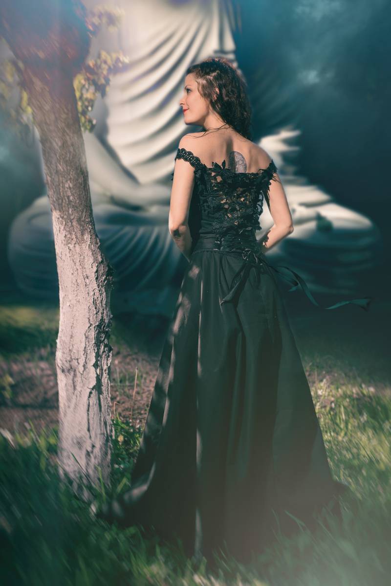 Baumwollkleid Mit Spitze Und Korsett/Gothic Hexe Ritual Festival Cosplay Custom Besonderes Outfit von AradiaHandmade