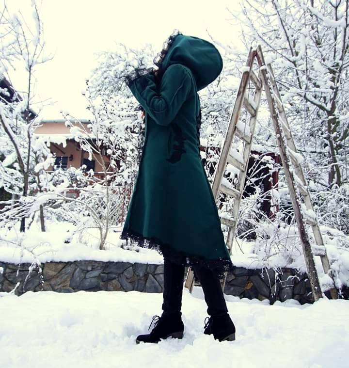 Fairy Forest Wool Kapuzenmantel Leder/ Psy/ Etnic/ Pagan/ Hippie/ Hexe Mit Korsett Und Spitze/Cosplay Outfit von AradiaHandmade