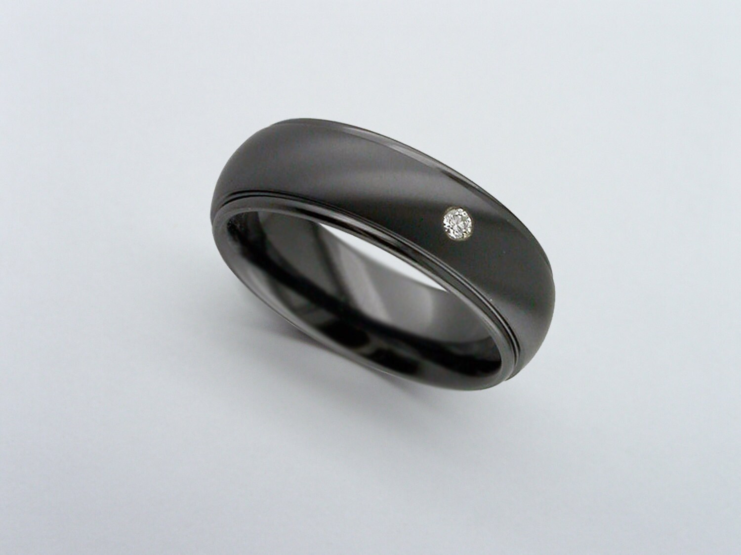 Diamant Schwarz Zirkonium Ring, Schwarze Hochzeitsband, Ehering, Herren Ehering von ArahJamesTitanium