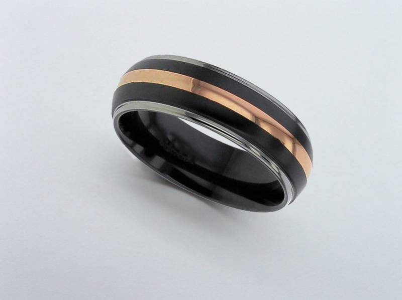 Rosegold Und Schwarzer Zirkonring, Ehering, Zirkon Ehering von ArahJamesTitanium