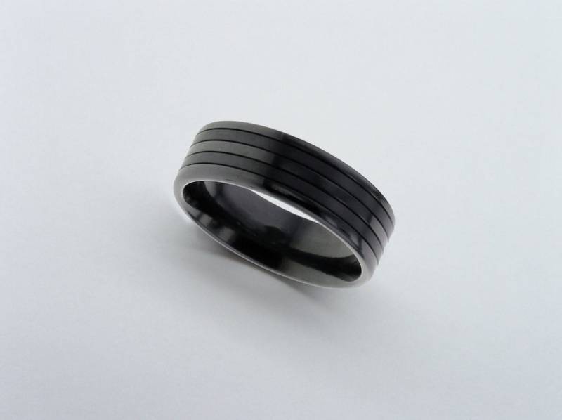 Schwarze Zirkonium Ring, Schwarze Hochzeitsband, Ehering, Herren Ehering von ArahJamesTitanium