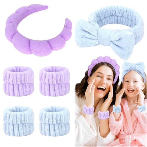 Araluky Frottee-Haarbänder und -Armbänder – Schwamm-Make-up-Entfernung, Hautpflege, Dusche, 6 Stück von Araluky