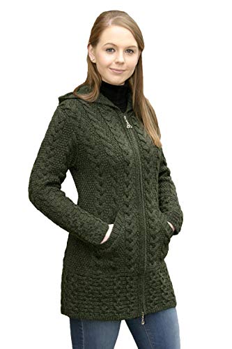 Aran Crafts 100% Merinowolle Damen Zip Zig Zag Jacke grün… von Aran Crafts