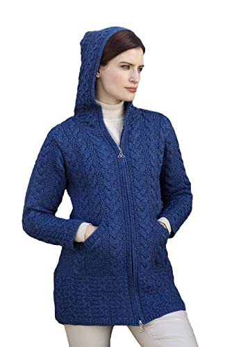Aran Crafts Damen Mantel mit Reißverschluss, Mallard Blue, Groß Aran Crafts Damen Mantel mit Reißverschluss, Mallard Blue, Groß von Aran Crafts