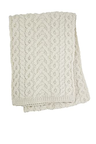 Aran Crafts Damen Strickschal mit Herzmuster (100% superweiche Merinowolle), Natürlich, Einheitsgröße von Aran Crafts