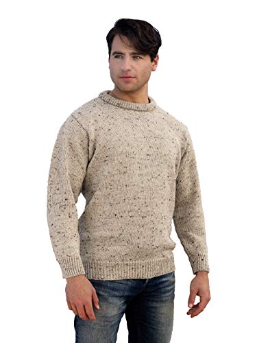 Aran Crafts Einfarbiger Pullover mit Rundhalsausschnitt (100 % Wolle), Skiddaw, L von Aran Crafts