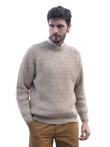 Aran Crafts Herren Fisherman Irish Rib Crew Neck Wool Sweater, Skiddaw, Large von Aran Crafts