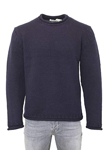 Aran Crafts Herren Pullover mit Rundhalsausschnitt (100 % Wolle), Marineblau, XL von Aran Crafts