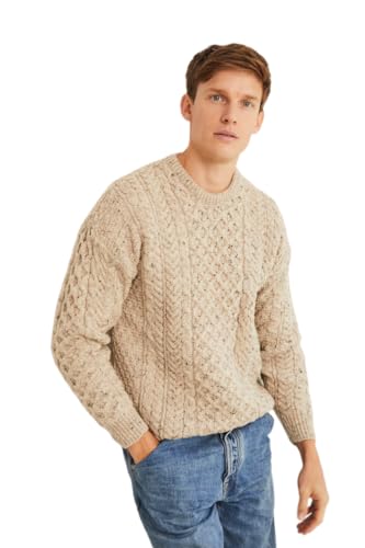 100% Reine Wolle Aran Pullover Hafer, Haferflocken, XL von Aran Woollen Mills