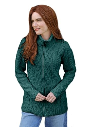 Aran Woollen Mills Damen-Cardigan aus irischer Wolle mit Reißverschluss von Aran Woollen Mills