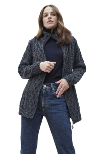 Aran Woollen Mills Damen-Cardigan aus irischer Wolle mit Reißverschluss von Aran Woollen Mills