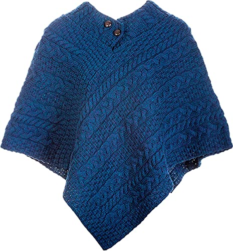 Aran Woollen Mills Irisches Cape/Poncho aus Merinowolle in Supersoft (Blau) von Aran Woollen Mills