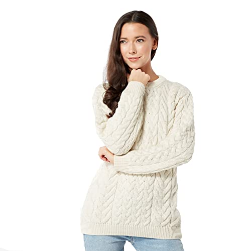 Aran Woollen Mills Supersoft Kabel und Webart Aran Pullover (XL, Natur) von Aran Woollen Mills