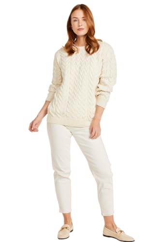 Aran Wollelen Mills Supersoft Damen Aran Rundhalsausschnitt Pullover (XXL, Cream) von Aran Woollen Mills