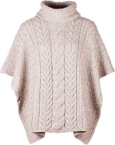 Aran Woollen Mills Supersoft Merinowolle Poncho mit Wasserfallausschnitt für Damen (Hafer geröstet) von Aran Woollen Mills