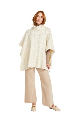 Aran Woollen Mills Supersoft Merinowolle Poncho mit Wasserfallausschnitt für Damen (Natur) von Aran Woollen Mills