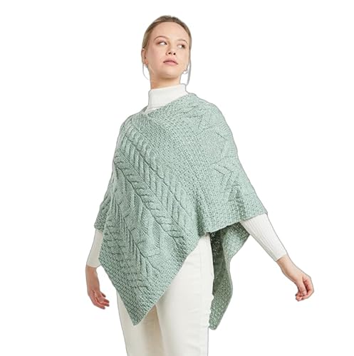 Aran Woollen Mills Superweicher Stilvoll Poncho aus 100% Merinowolle (Meeresschaumgrün) von Aran Woollen Mills