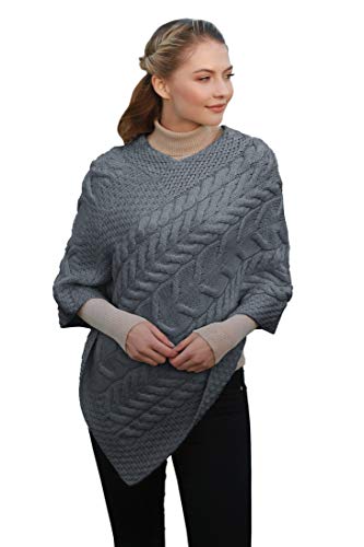 Aran Woollen Mills Superweicher Stilvoll Poncho aus 100% Merinowolle (Sandstein) von Aran Woollen Mills