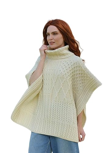 Arran Woolen Mills Irischer Merinowolle Aran Strick Poncho (Natürliche) von Aran Woollen Mills