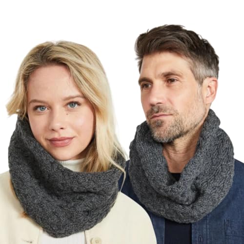 Irischer Schal mit Zopfmuster für Damen, superweiche Merinowolle, hergestellt in Irland, Einheitsgröße,Dunkelgrau von Aran Woollen Mills