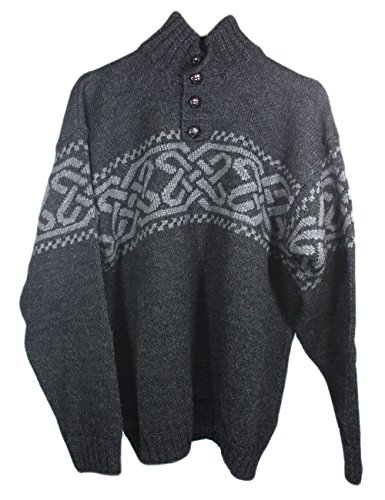 McLaughlin's Irish Shop Keltischer Woll-Troyer-Herrenpullover (Grau, XXL von Aran Woollen Mills