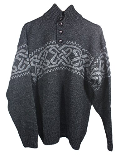 McLaughlin's Irish Shop Keltischer Woll-Troyer-Herrenpullover (Grau, XXL von Carraig Donn