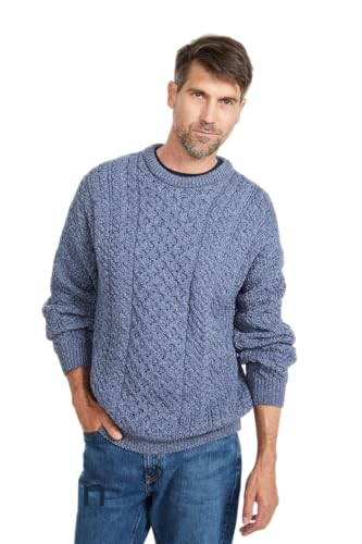 Siopa Irishes Aran Langarmshirt weiss, Denim, XXL von Aran Woollen Mills