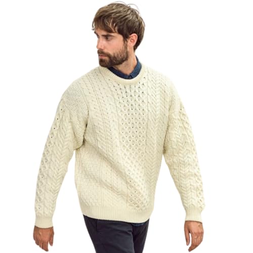 Siopa Irishes Aran Langarmshirt Weiss, Weiß, L von Aran Woollen Mills