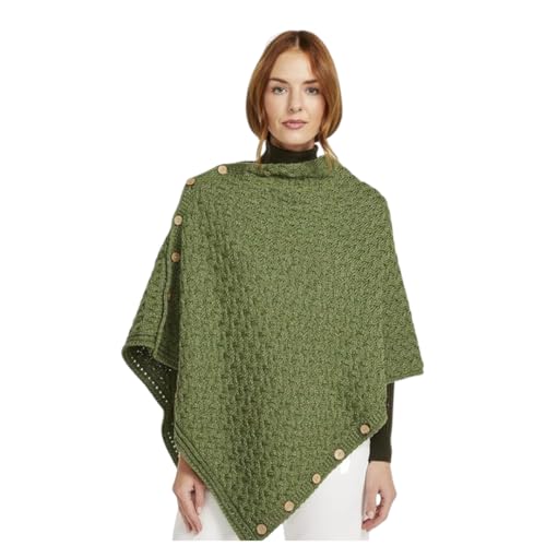 Superweiches Merinowolle geknöpfte Irish Cape/Poncho (Blau) von Aran Woollen Mills