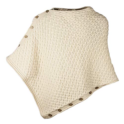 Superweiches Merinowolle geknöpfte Irish Cape/Poncho (Natürlich) von Aran Woollen Mills