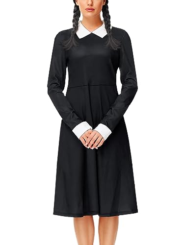 Arankhiger Damen Halloween Kostüm Schwarz Party Kleid Mittwoch Cosplay Outfit Gotisch Kleid M Arankhiger Damen Halloween Kostüm Schwarz Party Kleid Mittwoch Cosplay Outfit Gotisch Kleid M von Arankhiger