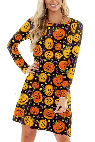 Halloween Kleid Kürbis Damen Knielang Party Kleid Langarm Vintage Abendkleid Kürbis M Halloween Kleid Kürbis Damen Knielang Party Kleid Langarm Vintage Abendkleid Kürbis M von Arankhiger
