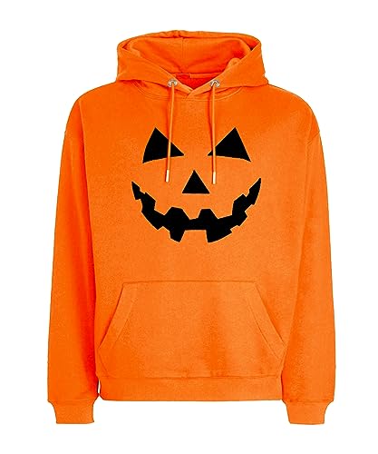 Herren Kürbis Kapuzenpullover Halloween Hoodie mit Taschen Unisex Party Kostüm Orange 2XL von Arankhiger