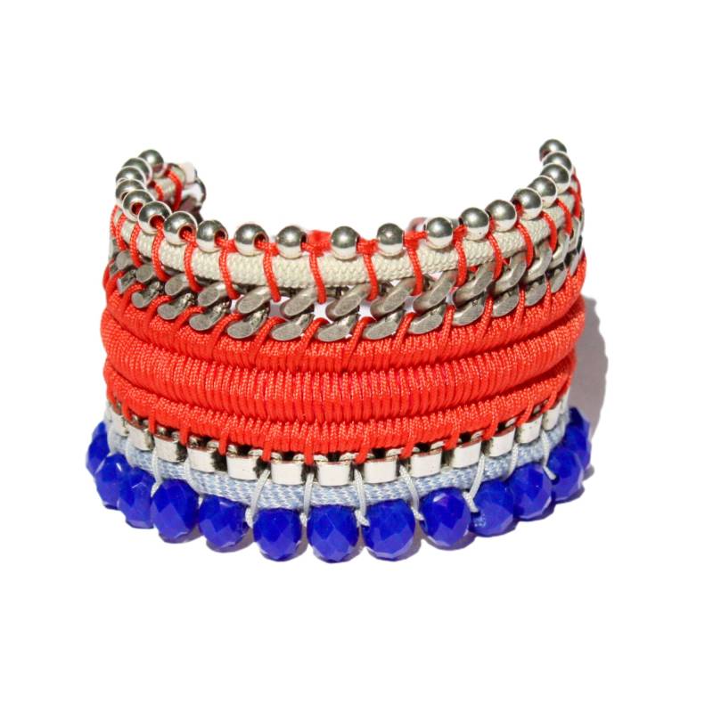 Perseverancia Koralle Orange Und Royalblau Chunky Armband von Araracuara
