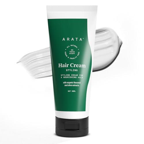Arata Natural Styling & Hold Hair Cream with Organic Flaxseed & Olive Oil || All-Natural, Vegan & Cruelty Free | Styling & Hair Growth Formula for Women & Men (50 g) von Arata