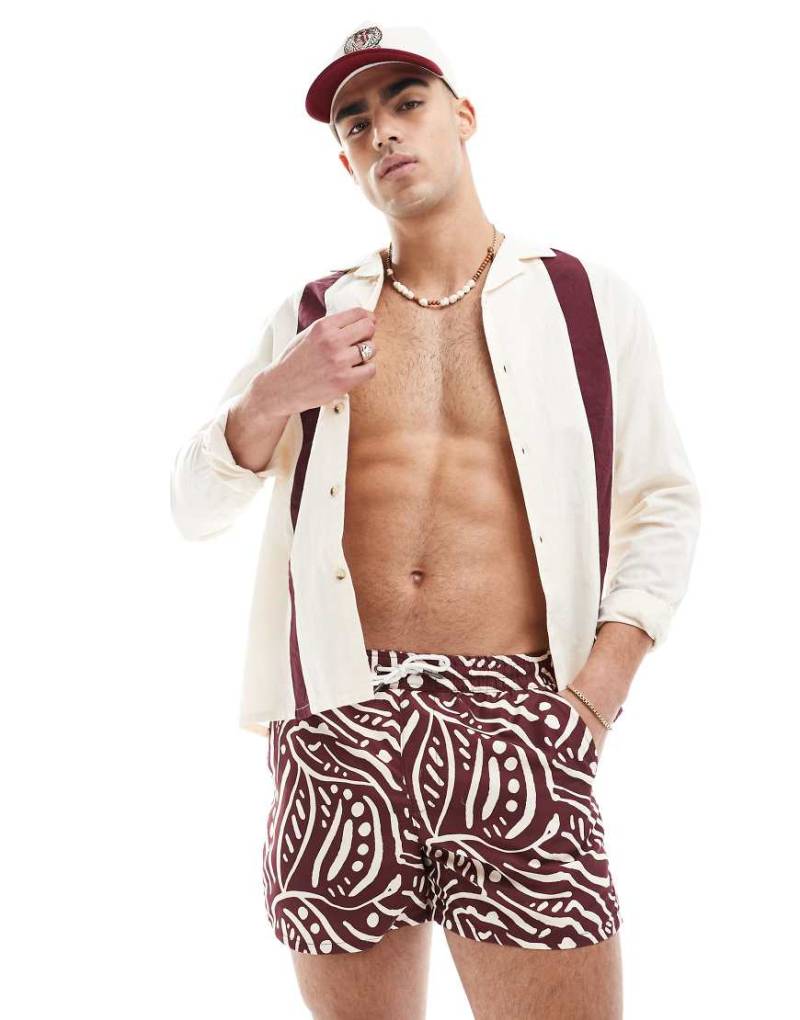 Aray - Badeshorts mit abstraktem Print in Malve-Lila von Aray