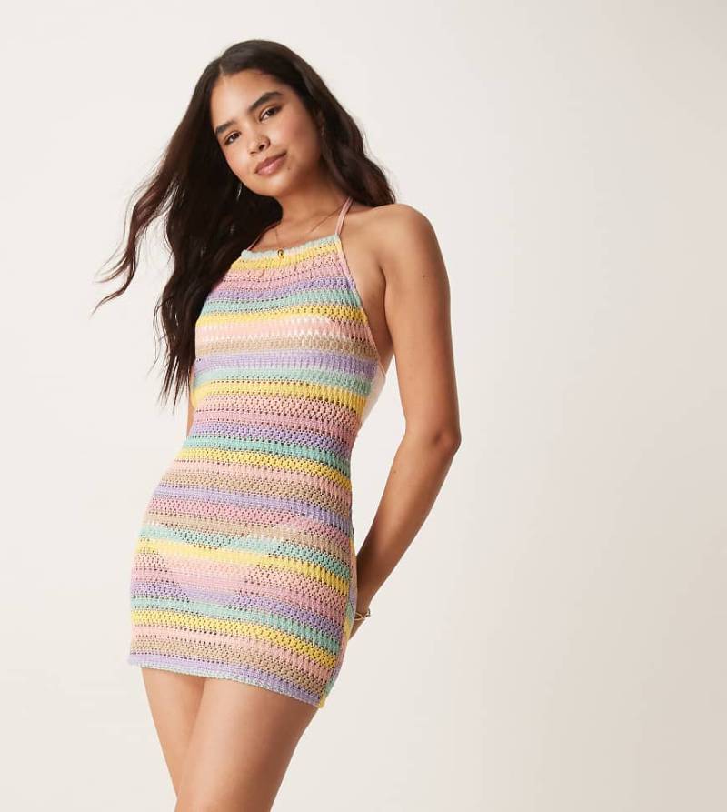 Aray - Buntes, gehäkeltes Mini-Strandkleid mit Neckholder von Aray