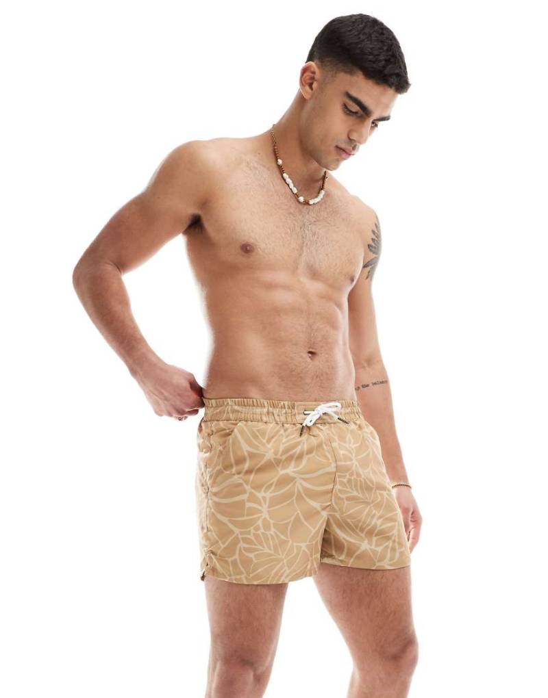 Aray - Halle - Badeshorts in Braun mit abstraktem Print von Aray