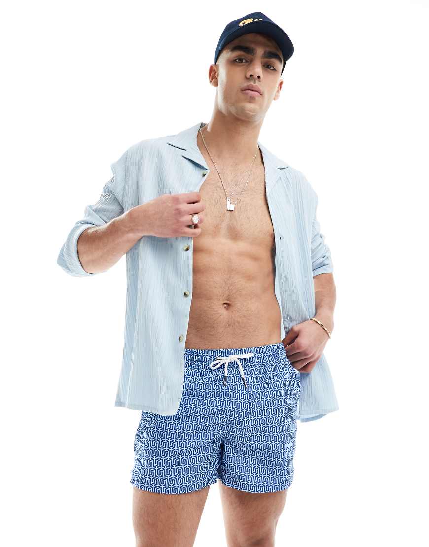 Aray - Schmale Badeshorts in Blau mit geometrischem Print von Aray