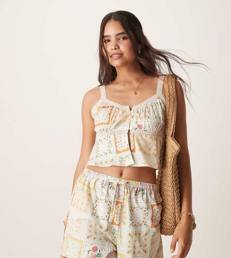 Aray - Strand-Oberteil mit mehrfarbigem Patchwork-Print, Kombiteil-Bunt von Aray