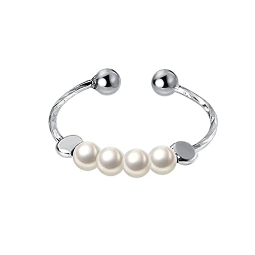 Arazi Wolframringe for Damen, 925er-Sterlingsilber, minimalistischer runder Perlen-Perlen-offener Fingerring for Damen, schick, romantisch, Party-Schmuckzubehör von Arazi