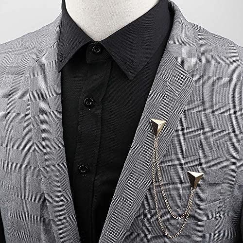 Man Chain Lapel Pin Suit Shirt Collar Tassel Brooch Retro Pins Wedding Party Dance Neckware Accessories (Color : C) von Arazi