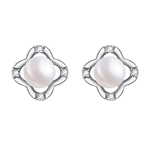 Ohrringe Sterling Silber Kleeblatt Winter Temperament Perlenohrringe weiblich einfache kleine Ohrringe Ohrringe for Frauen (Color : B, Size : B) von Arazi