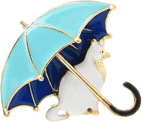 Women's Cute Cat Under Umbrella Brooches for Women Fox Animal Party Brooch Pins Gifts brooches for Women (Color : Bluewhite, Size : 1.69 inch) von Arazi