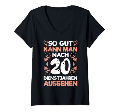 Damen Dienstjubiläum 20 Jahre Arbeit Jubiläum T-Shirt mit V-Ausschnitt von Arbeitsjubiläum 20 Dienstjahre Firmenjubiläum